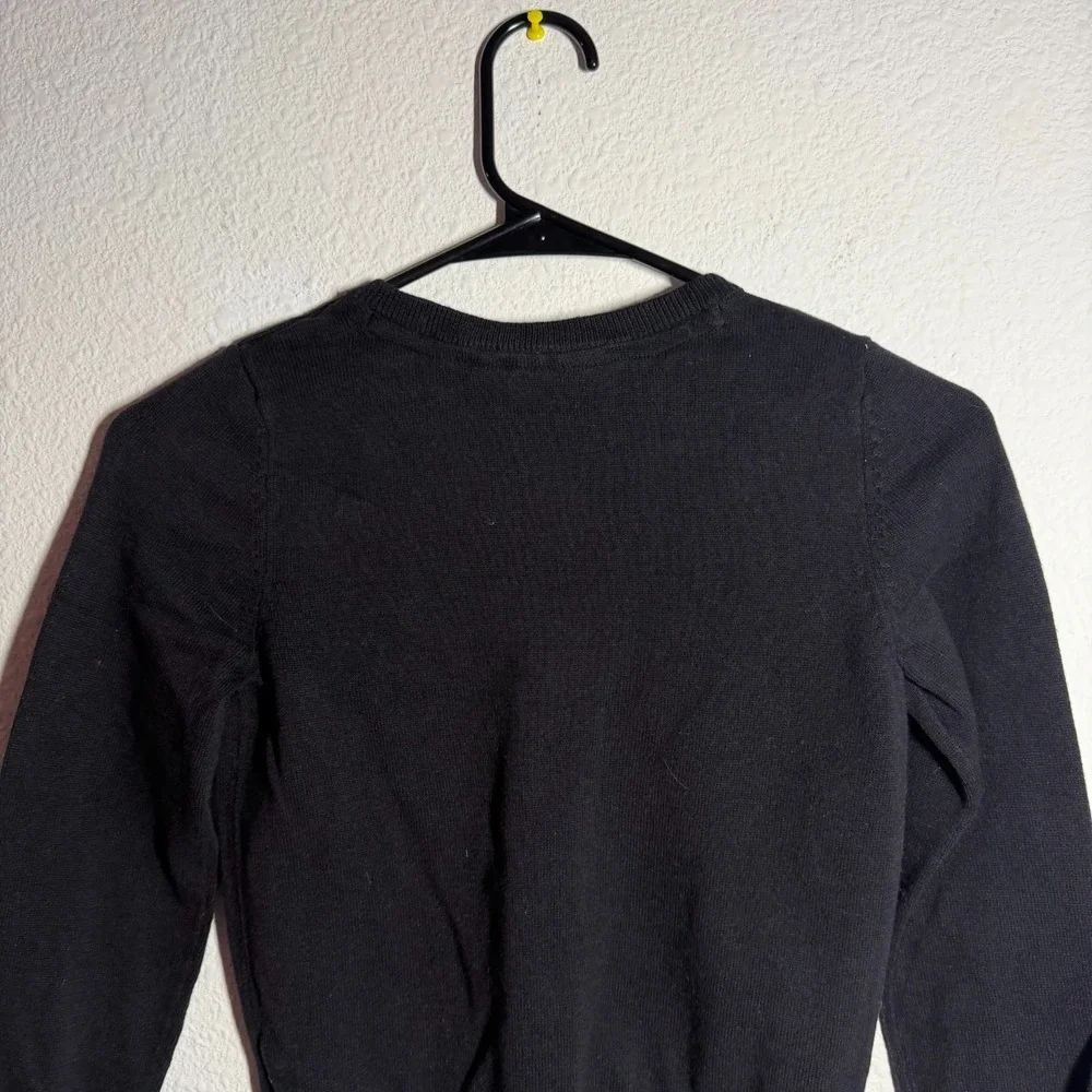 The Children's Place Cardigan Sweater Girls Medium 7/8 Black Ribbed Button Front